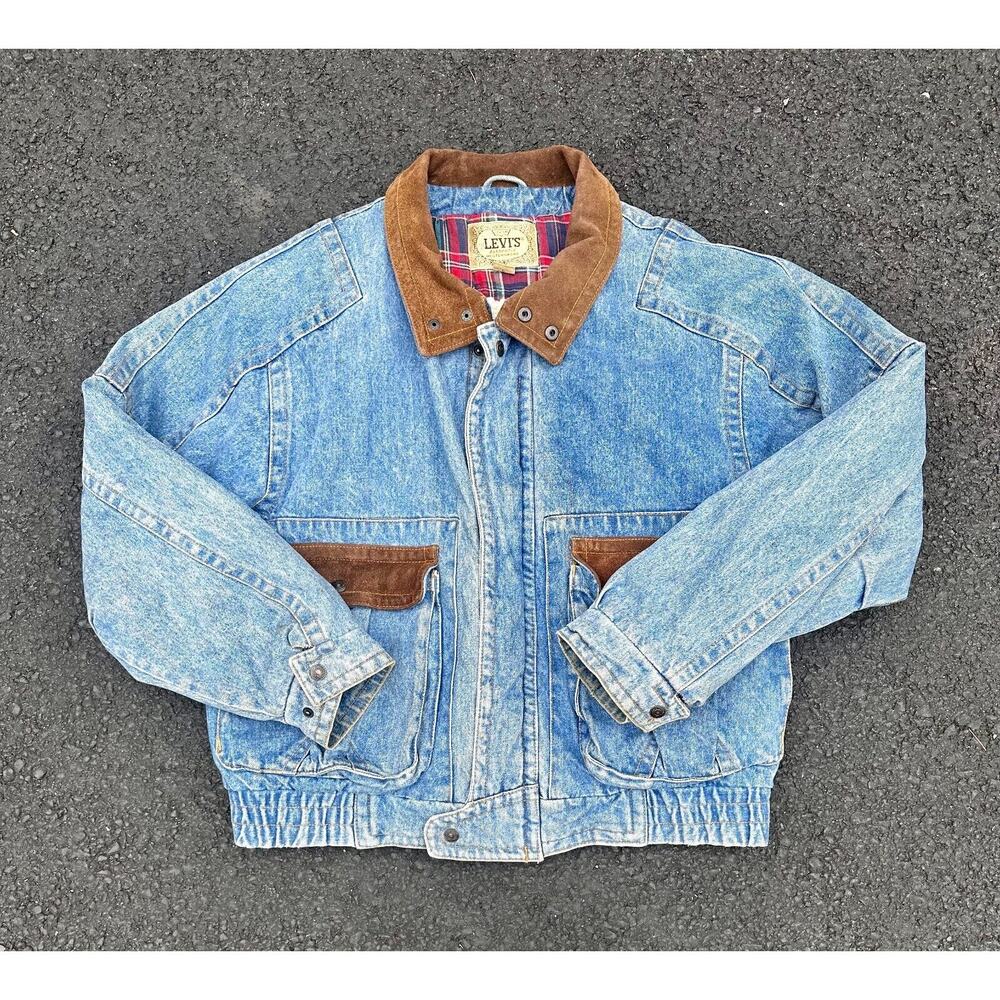 VTG Levis Jacket Blue Jean Denim USA Trucker Jacket Coat Sz. L